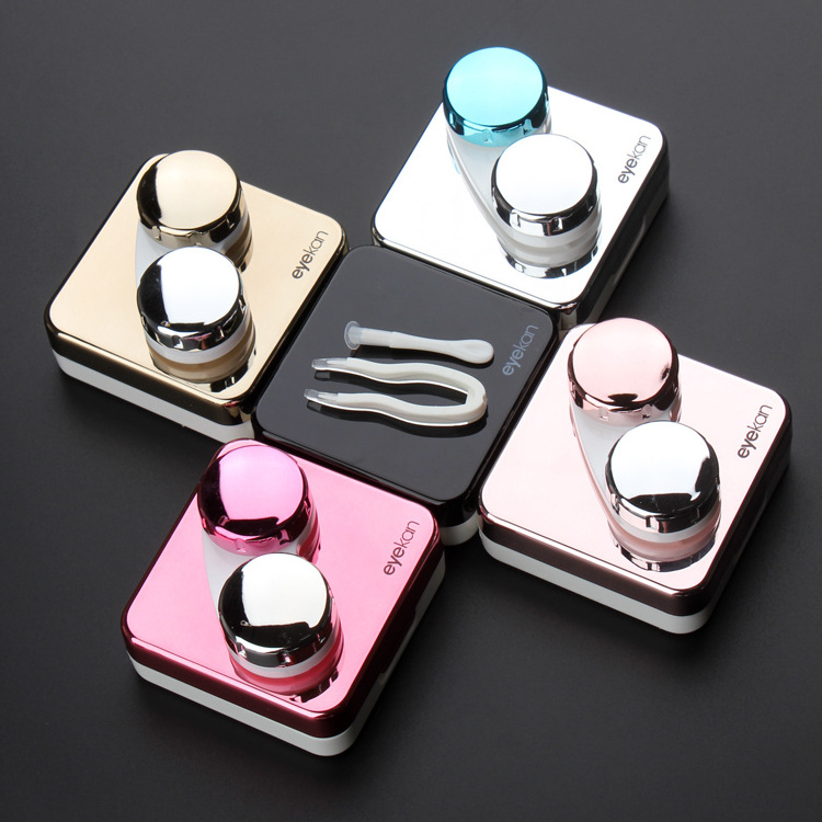 Reflective Cover contact lens case with mirror color contact lenses case Container cute Lovely Travel kit box