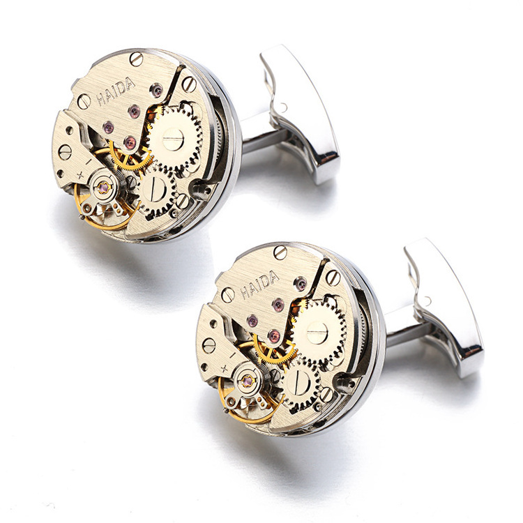 High Quality Watch Movement Cufflinks For Immovable Steampunk Gear Watch Mechanism CuffLinks