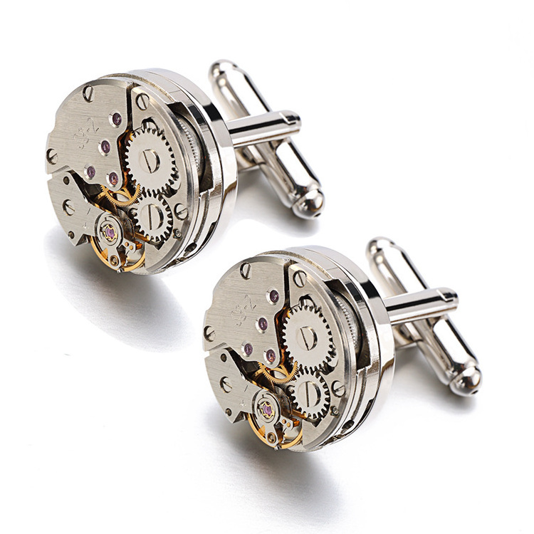 High Quality Watch Movement Cufflinks For Immovable Steampunk Gear Watch Mechanism CuffLinks