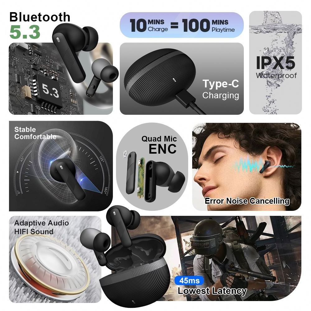 waterproof Earphones Wireless Earphones wirless earbudsTws Gaming Earbud Audifonos Earphones Wholesale Tws Sport Hifi Headphone