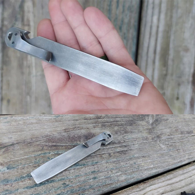 Custom manufacture  Plain Titanium Stainless steel Pry Bar Bottle Opener EDC Pocket Clip Tool