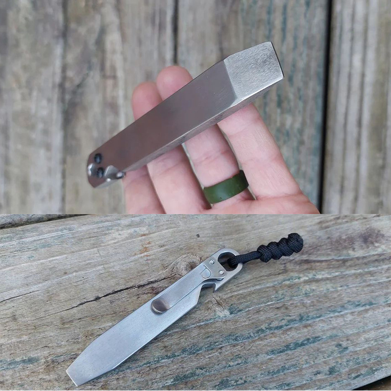 Custom manufacture  Plain Titanium Stainless steel Pry Bar Bottle Opener EDC Pocket Clip Tool