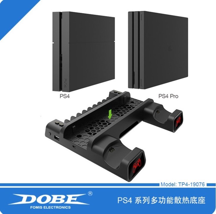 Vertical Cooling Stand Charging Station Dual Charger With 4 Connector For PS4 PS4 Slim Pro Console TP4-19076