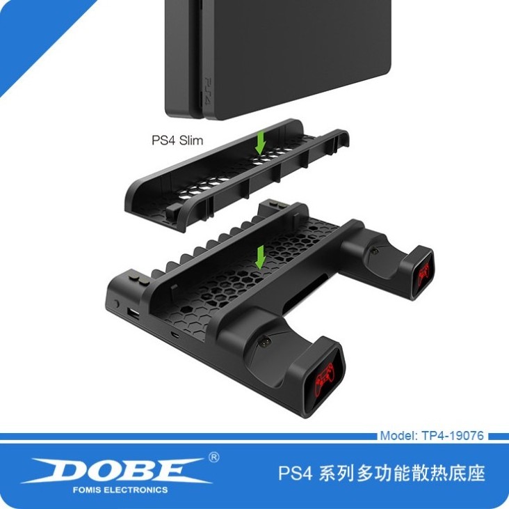 Vertical Cooling Stand Charging Station Dual Charger With 4 Connector For PS4 PS4 Slim Pro Console TP4-19076