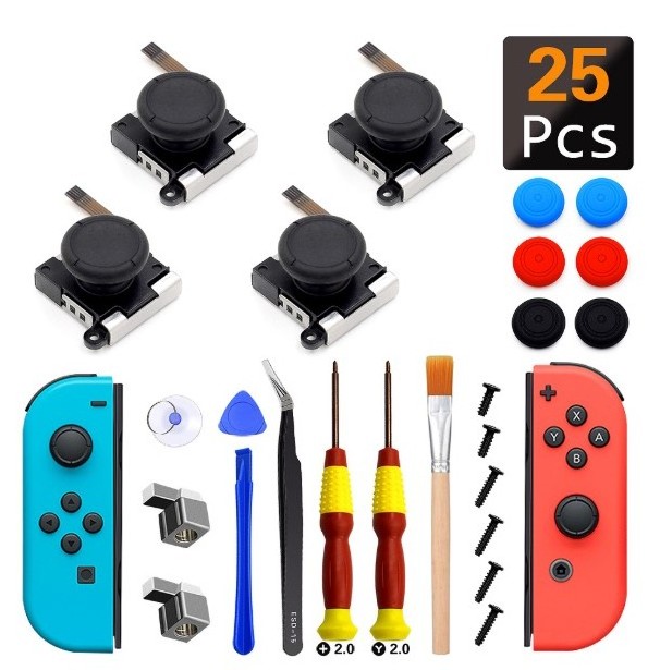 3D joystick Replacement for Nintendo switch joycon Switch rocker suit Repair parts kit 25pcs in One