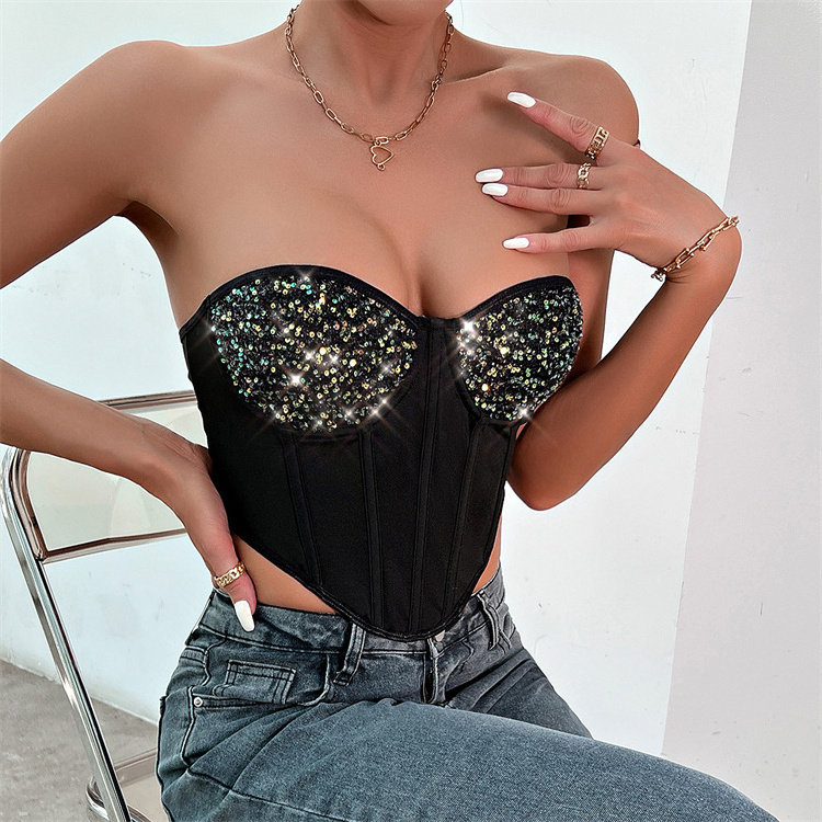 Fashion strapless fish bone outerwear sexy corsets tops fashion one piece camisole for women clothes