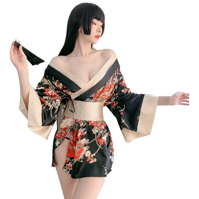 Japanese Kimono Dress for Women Cardigan Sexy Floral Print Yukata Asian Obi Sleepwear Traditional Geisha Robe Vintage Clothes