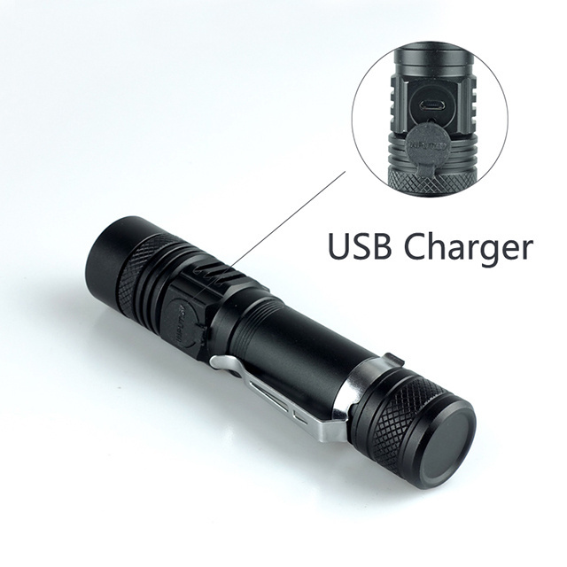 Portable high power LED flashlight xml-t6 zoomable troch flashlight USB charging