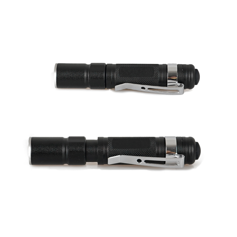 Aluminum Portable LED Flashlight Powerful Torch With clip Mini Pen Light Zoomable Dry Battery