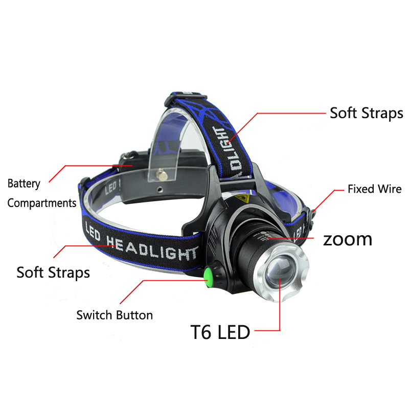 Hot Sale LED Head Lamp Rechargeable Headlight T6 Outdoor Waterproof Camping Flashlight