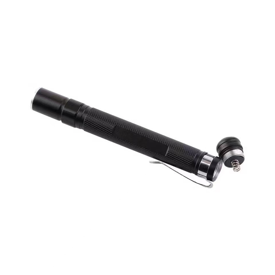 Aluminum Portable LED Flashlight Powerful Torch With clip Mini Pen Light Zoomable Dry Battery