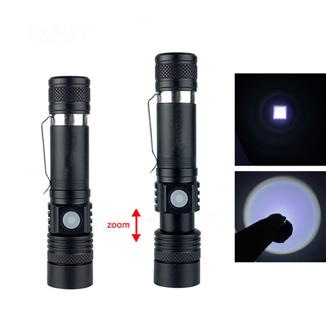 Portable high power LED flashlight xml-t6 zoomable troch flashlight USB charging