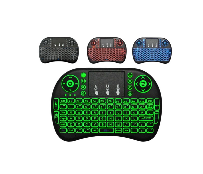 Backlit 3 color rubber touchpad waterproof air mouse remote i8 mini wireless keyboard