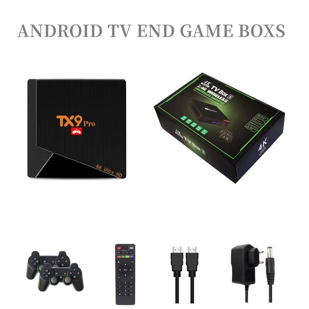 Allwinner H616 Quad Core 64GB Android 10.0 TX9 Pro Video Game Console 9000+ Gmaes 4K HD with two handheld