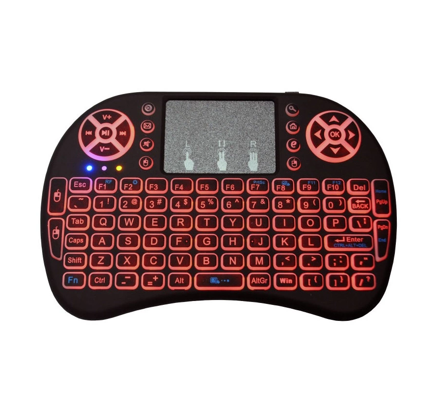 Backlit 3 color rubber touchpad waterproof air mouse remote i8 mini wireless keyboard