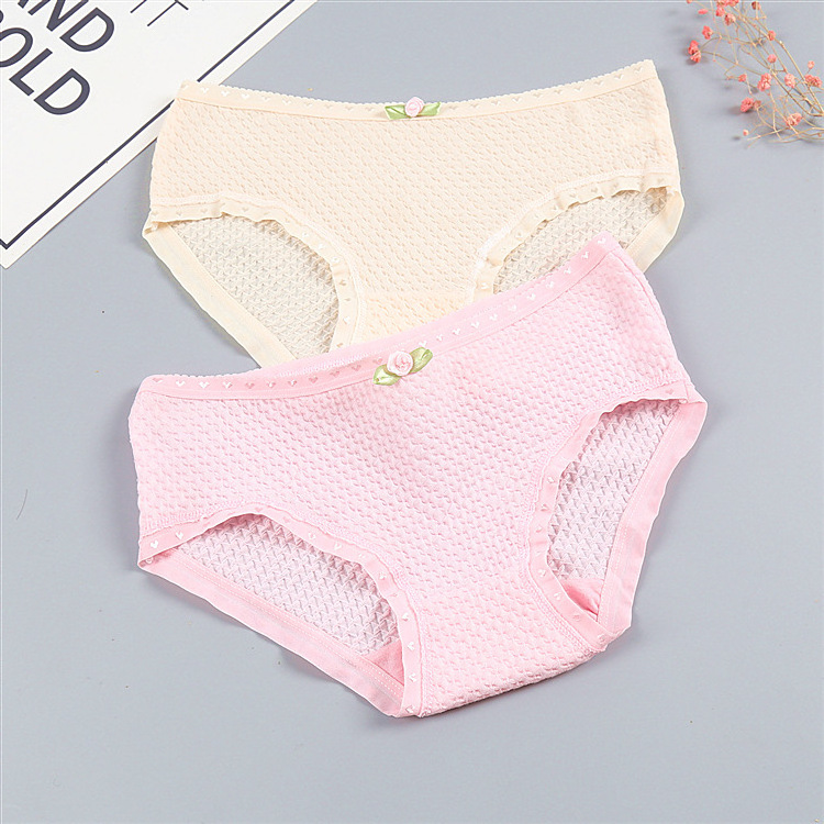 Wholesale teen young girls breathable low waisted plus size cute bow free adult ladies cotton underwear panties pics