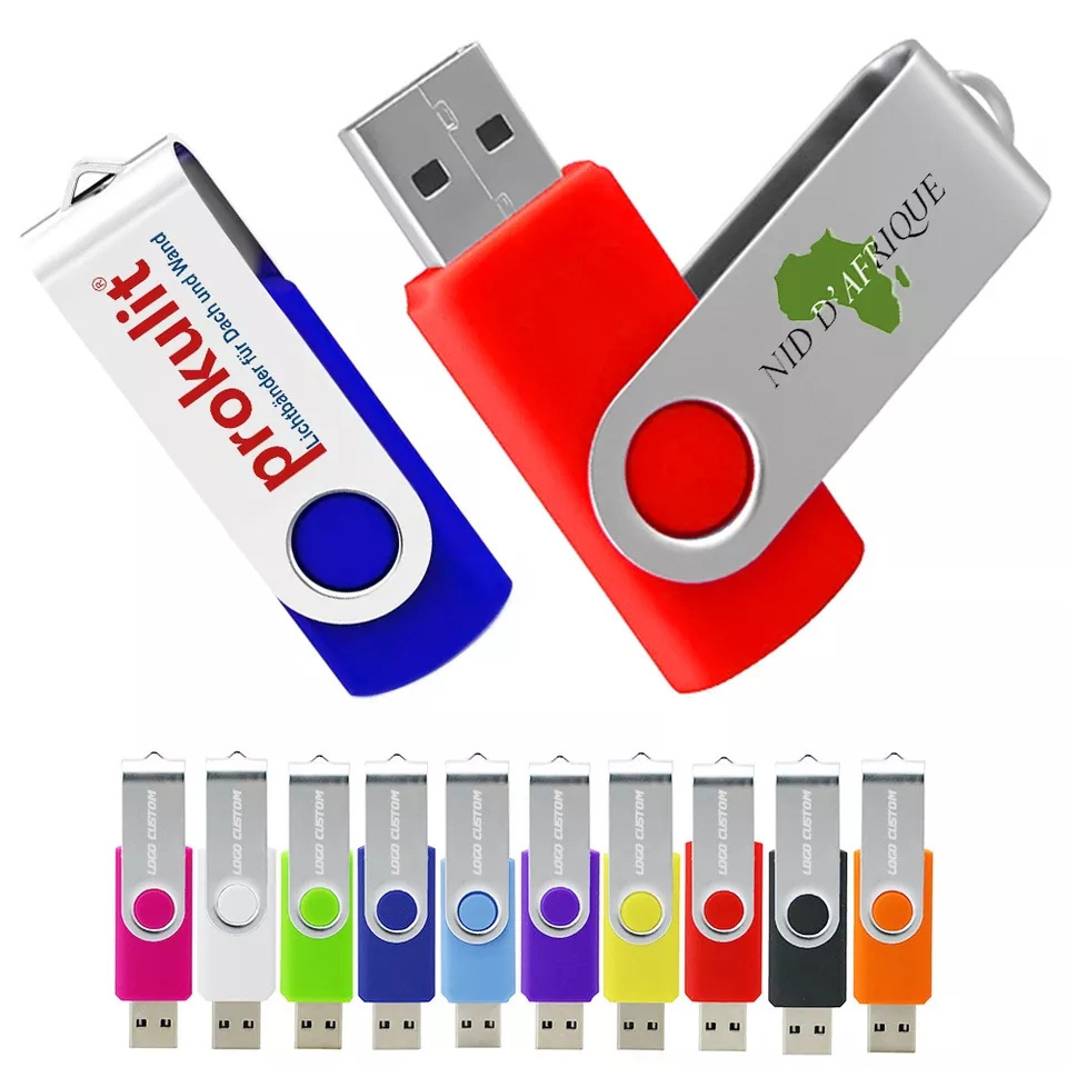 2023 Custom logo Swivel USB Flash Drive with 1GB 2GB 4GB 8GB 16GB 32GB 64GB 128GB Capacity USB2.0/3.0 Pen drive USB Memory Stick