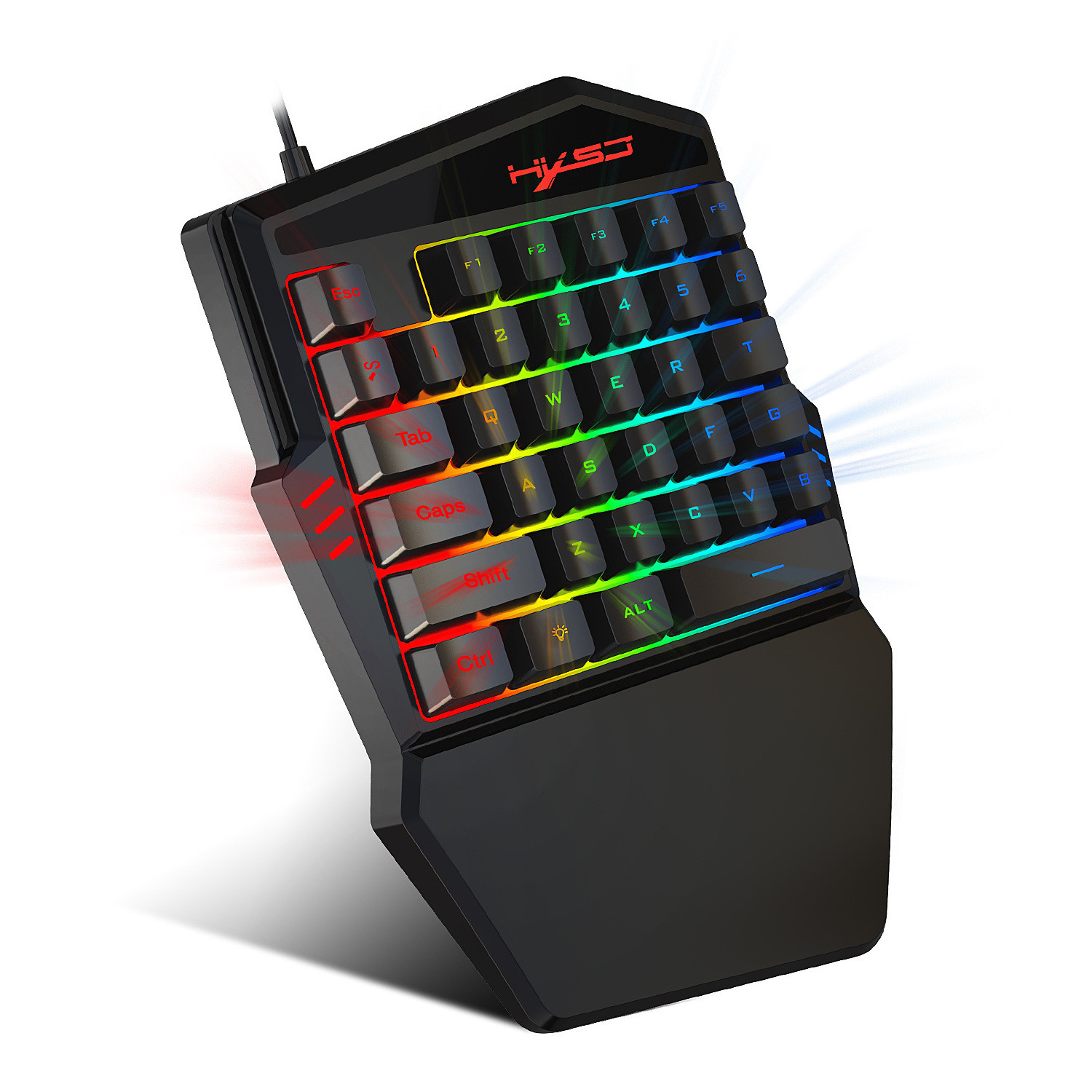 Single handed 35 keys mechanical 1.3 meters wired K99 keyboards seven color backlight ergonomic gaming keyboard