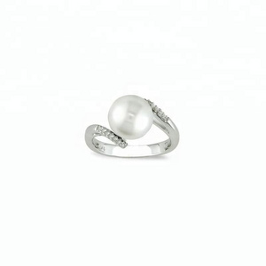 Latest Cultured Pearl and Diamond Drill Bit Sterling Silver Ring