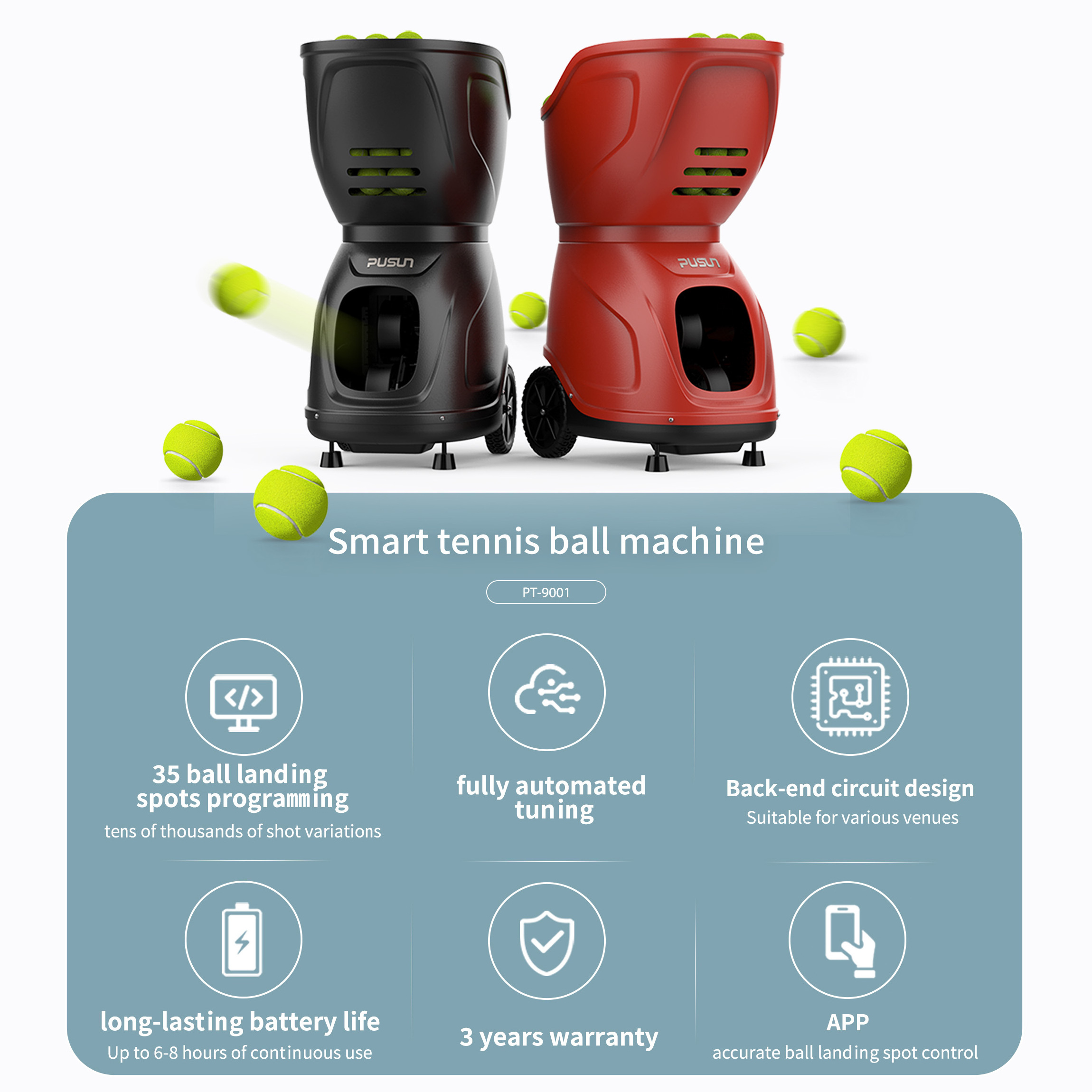 High Quality Ball load 160 capacity Red Black Intelligent APP training abs metal Fixed point ball Padel ball for training padel