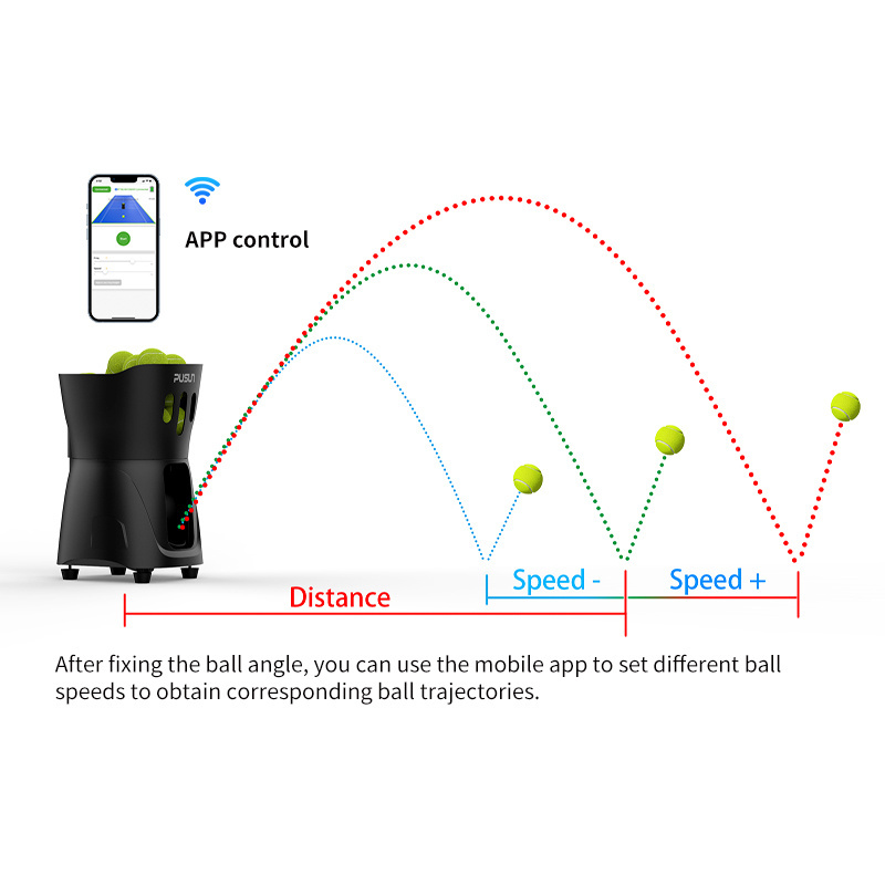 2023 Hot Sales Tennis Ball machine  For Training Practice with APP Remote Control PUSUN PT-MINI