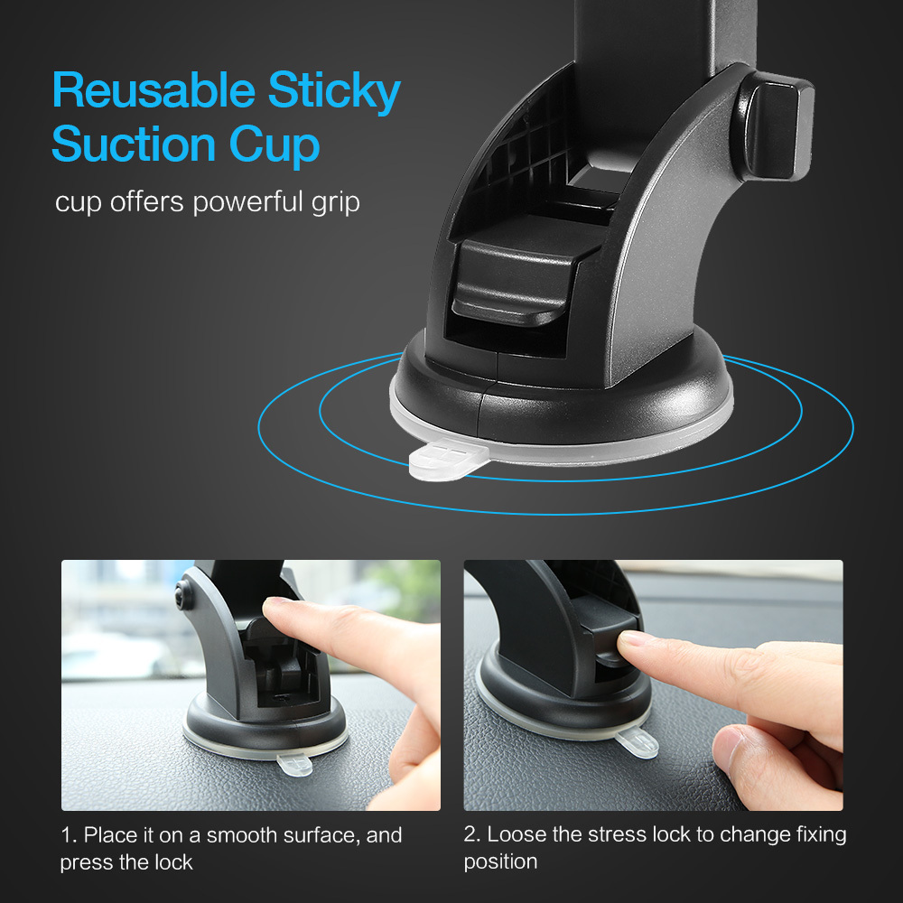 RAXFLY Windshield Dashboard Mount Stand For iphone For Samsung S10 360 Rotation Phone Car Holder Support