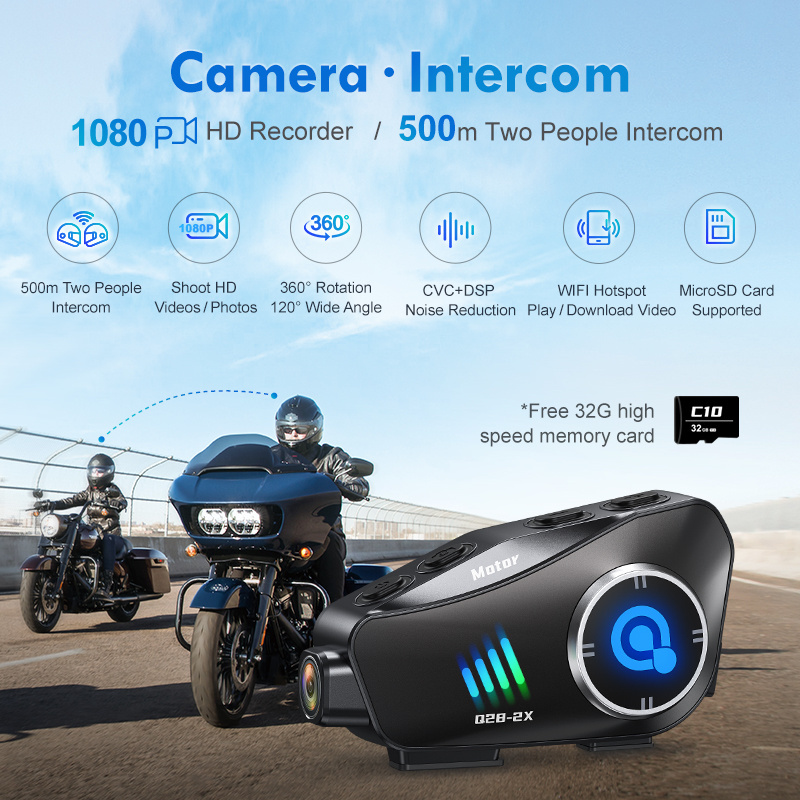 Custom helmet camera video recorder 1080P camera motorcycle heomet intercom with 360 degree adjustment