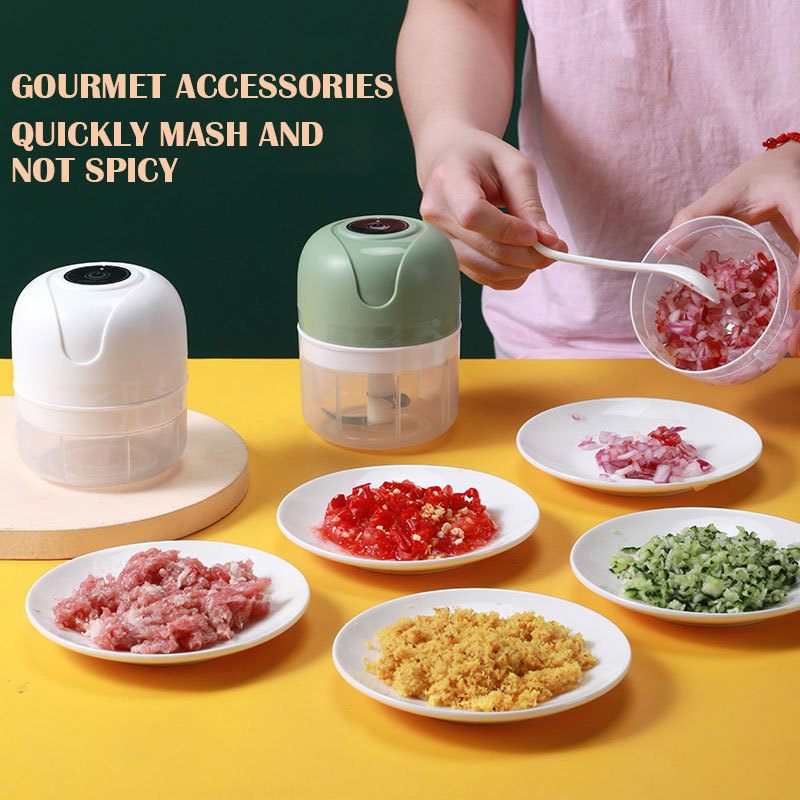 Small Electric Meat Mincer Food Machine Household Wireless Garlic Puree Stirrer USB Rechargeable Food Chopper Blender