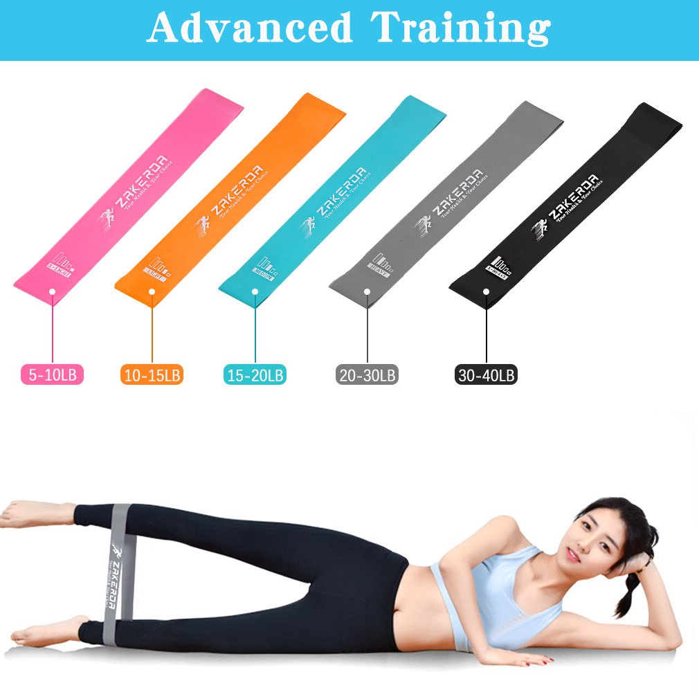 Custom Logo Latex Elastic Hip Loop Resistance Bands Set 5 Level Yoga Gym Exercise Bands Workout Home Fitness equipment