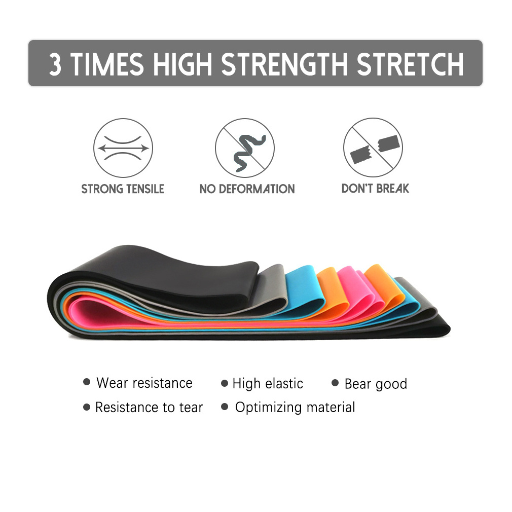 Custom Logo Latex Elastic Hip Loop Resistance Bands Set 5 Level Yoga Gym Exercise Bands Workout Home Fitness equipment