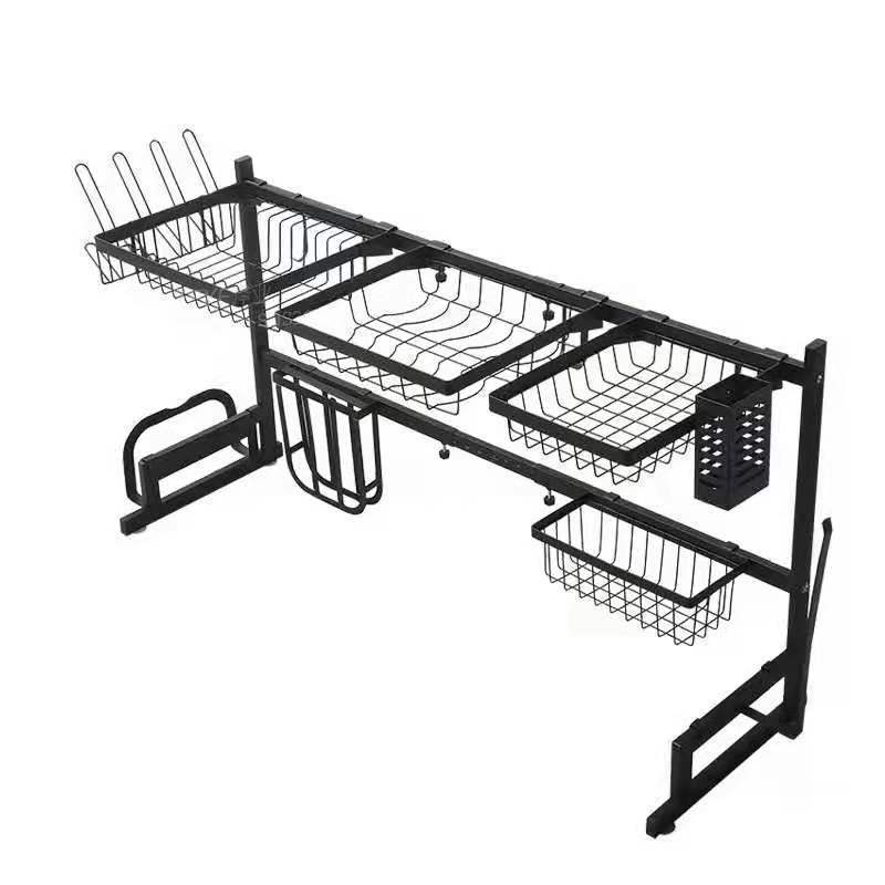 Popular Adjustable Sink Dish Drying Rack Stainless Steel 2 Tier Expandable High Quality Dish Drying Rack Over Sink