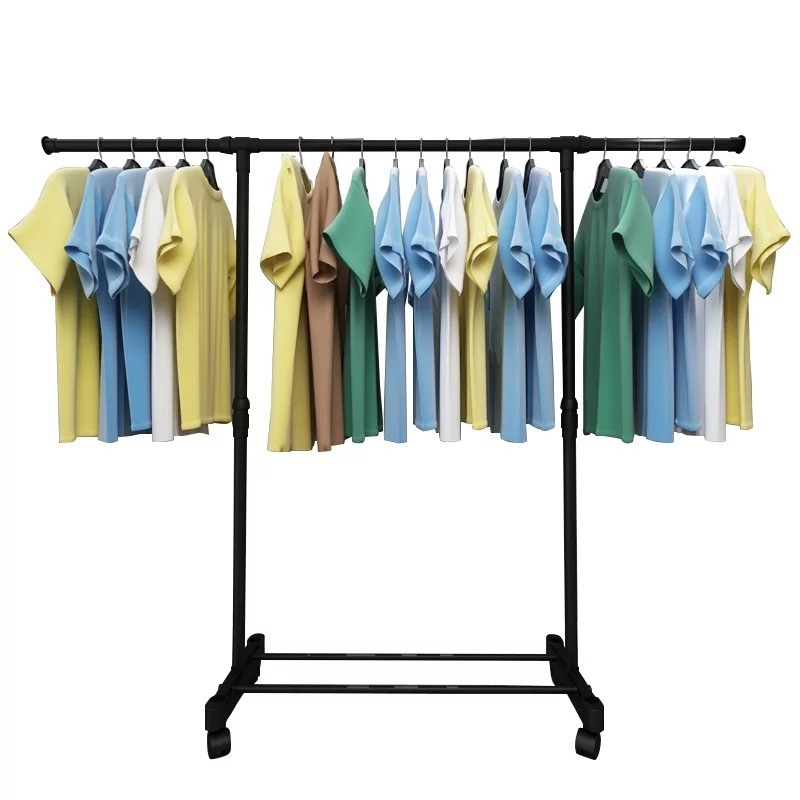 Adjustable height Extensible Stainless steel organizer Rod Portable Clothing Hanging Garment Rack with commodity shelf