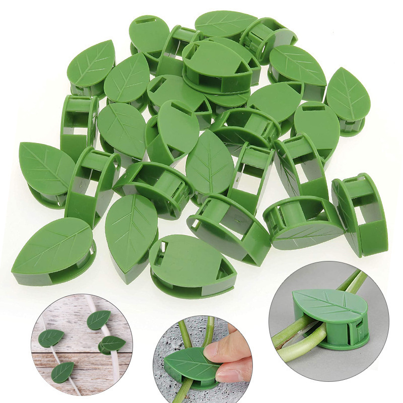 Plastic Plant Clips Cable Organizer Clips Plant Climbing Wall Fixture Clips Leaf Shape Self-Adhesive Hook for Plant Garden Use 1