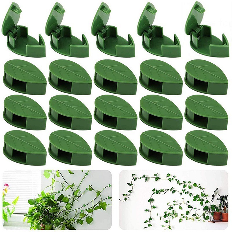 Plastic Plant Clips Cable Organizer Clips Plant Climbing Wall Fixture Clips Leaf Shape Self-Adhesive Hook for Plant Garden Use