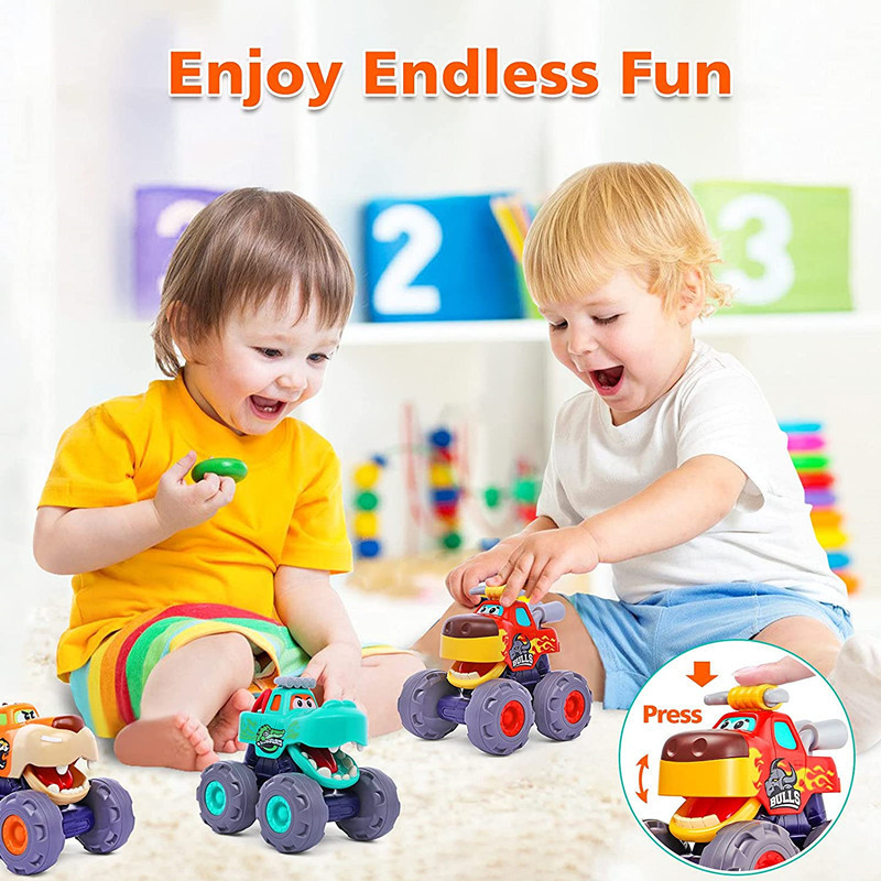 Cars Monster truck Push & Go Crocodile Friction Powered Bull Pull Back Leopard Car Big Wheel Animal Toy