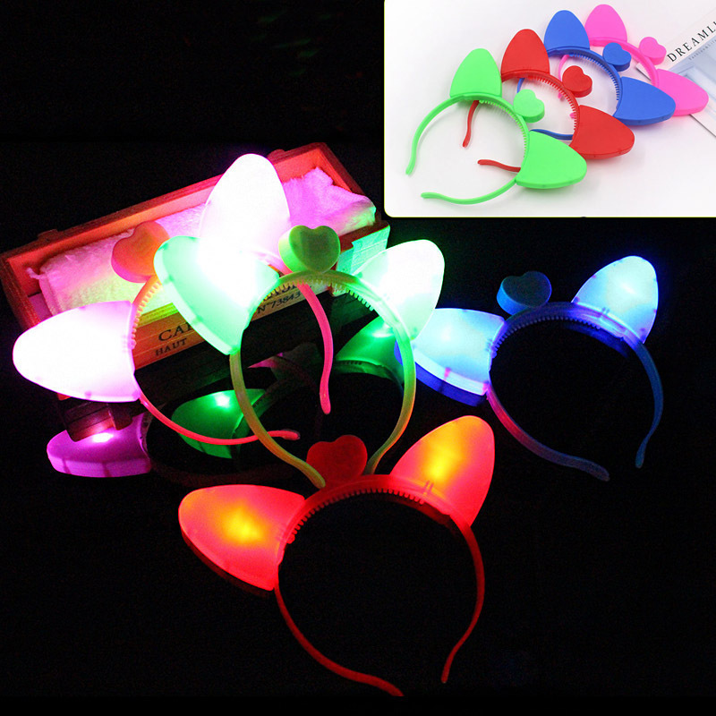 Customized Hot Sales Glow headwear, Cat ears glow toy wholesale Small gift horn hair head glow hoop