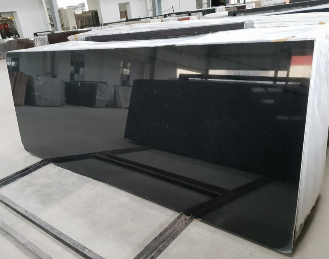 Black Granite Absolute Black Slabs Gangsaw or Cutter Slab  Black Granite Good quality Cheap price cut to size