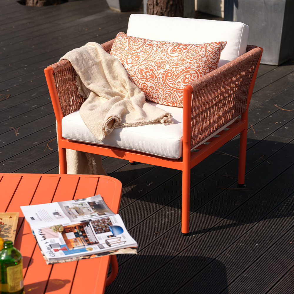 Chinese Brand Orange Pretty Furniture Waterproof Luxury Outdoor Sofa Set for Office Building