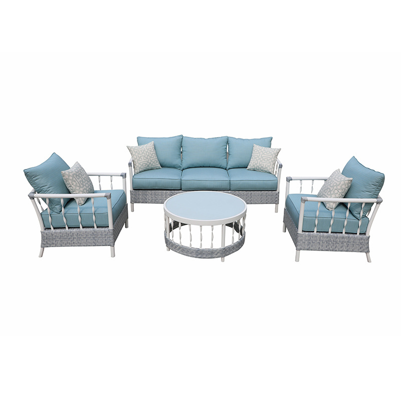 High-end outdoor leisure furniture classic 4 piece sofa set wicker woven for garden and patio set