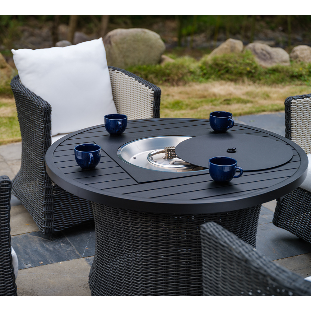 Factory Sale Various Outdoor Fire Pit Table Modern Aluminium Dining Table Set