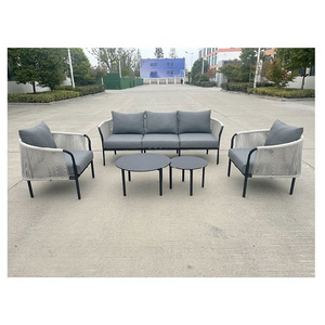 Cheap prices hot sale customized size 3-seater aluminum frame durable baclony luxury garden sofas outdoor furniture set