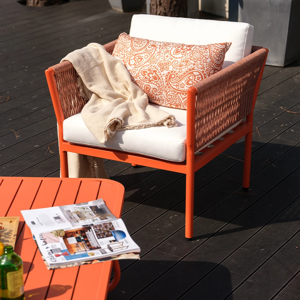 Waterproof Orange Luxury Outdoor Sofa Set garden furniture outdoor aluminium Furniture