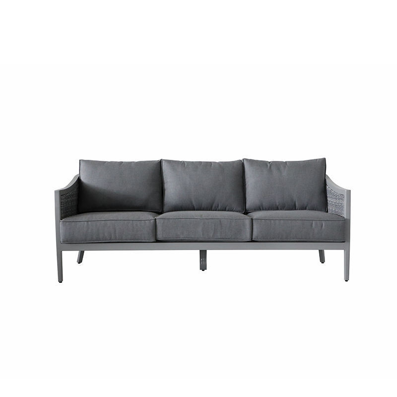 Good quality new style modern 4 piece gray sofa set aluminum casting with rattan woven outdoor furniture