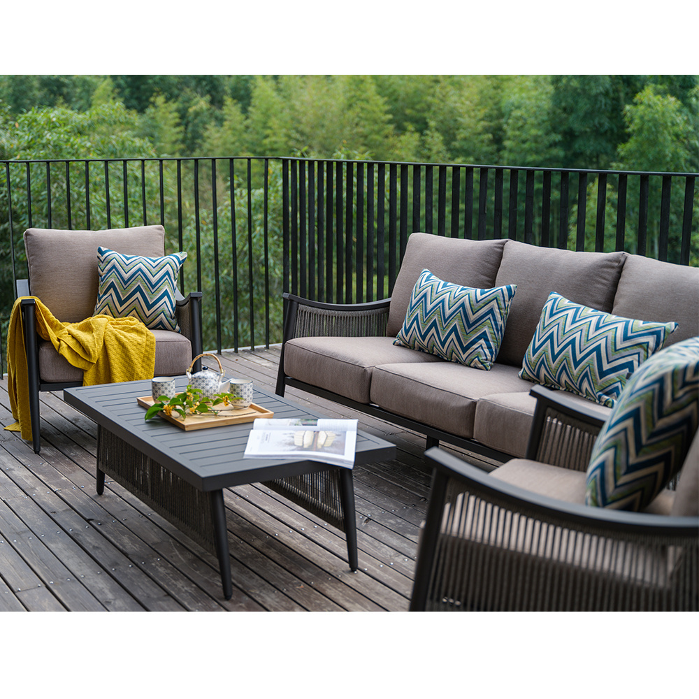 2024 New Product 4 Piece kd Sofa Furniture Luxury Garden Outdoor Woven Rope  Furniture garden rattan set Sets