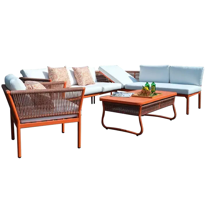 Waterproof Orange Luxury Outdoor Sofa Set garden furniture outdoor aluminium Furniture