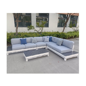 Hot Selling 5 Piece Luxury Outdoor Armless Aluminum Sofa Set Garden Furniture