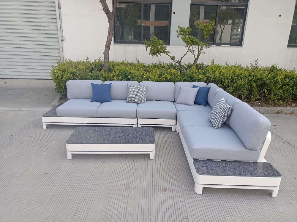 Hot Selling 5 Piece Luxury Outdoor Armless Aluminum Sofa Set Garden Furniture