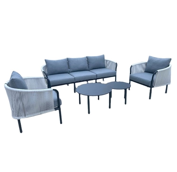 Cheap prices hot sale customized size 3-seater aluminum frame durable baclony luxury garden sofas outdoor furniture set