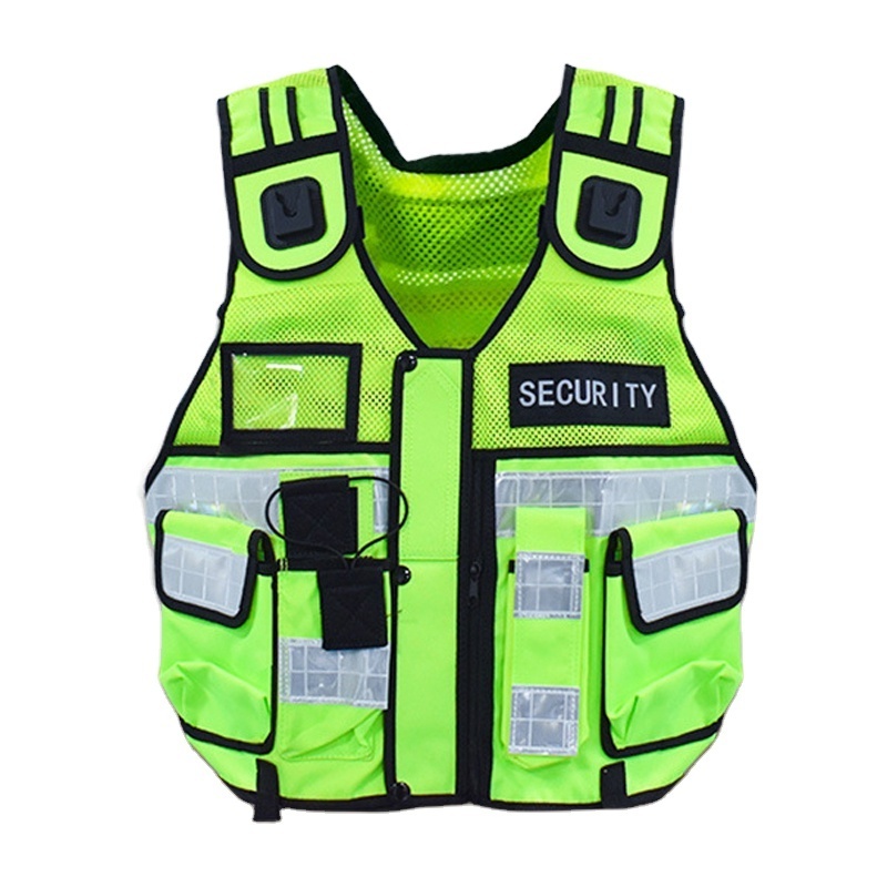 Logo Traffic Supplier Led Reflective Fluorescent Hi Vis Viz High Visibility Tactical Security Guard Safety Vests With Pockets