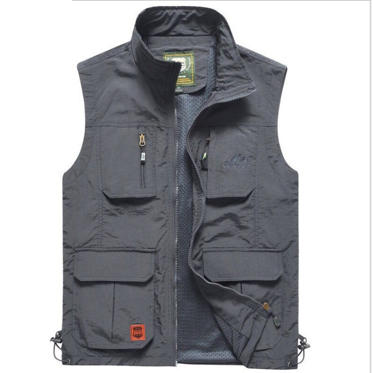 Shero Men Fishing Vest Outdoor Work Quick-Dry Hunting Vest Zip Reversible Travel Vest Jacket With Multi Pockets